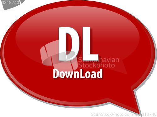 Image of DL acronym definition speech bubble illustration