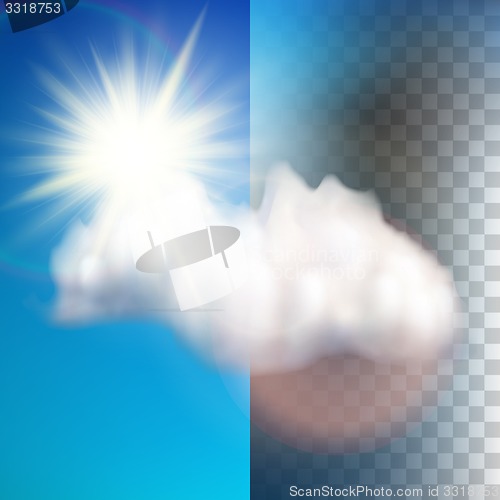Image of Sun with cloud floats in the sky. EPS 10