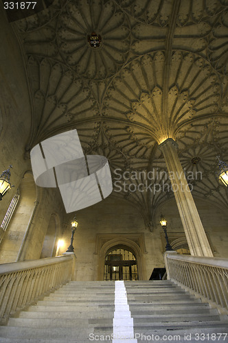 Image of university of oxford, corpus christi college stairway to dining room