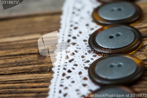 Image of Vintage lace ribbons and buttons set 