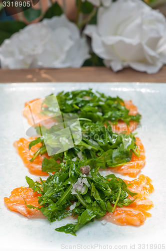 Image of fresh salmon carpaccio