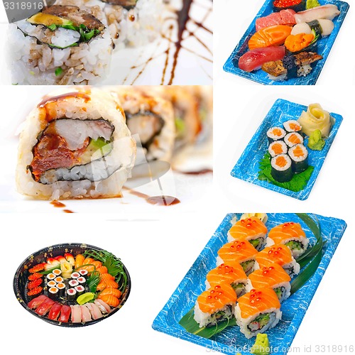 Image of Japanese sushi collage 