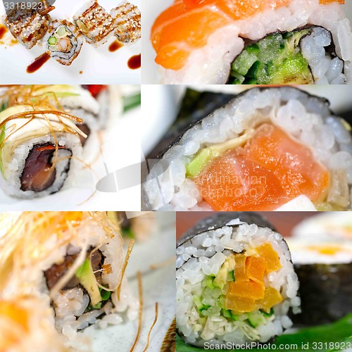 Image of Japanese sushi collage 