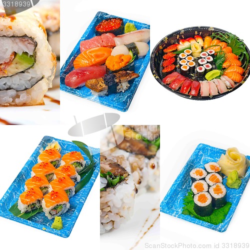 Image of Japanese sushi collage 