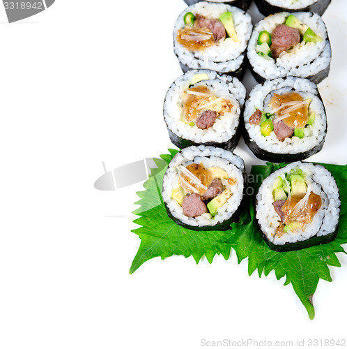 Image of fresh sushi choice combination assortment selection 