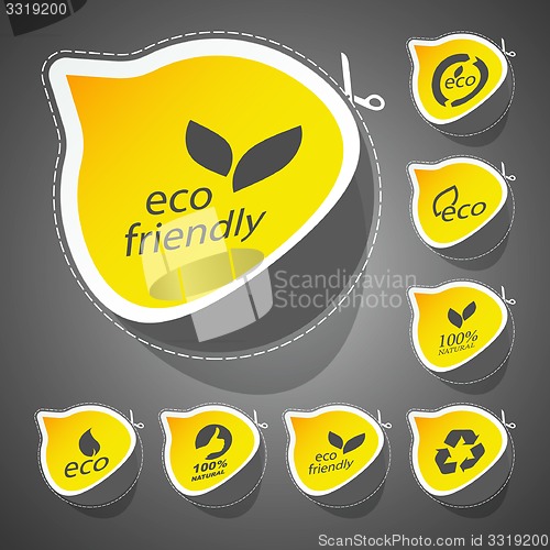 Image of Set of eco friendly signs.