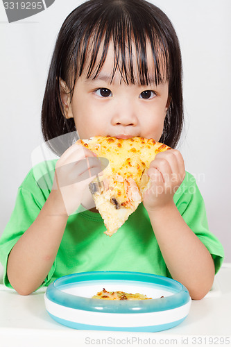 Image of Little Asain Chinese Eating Pizza