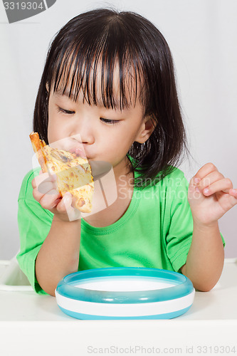 Image of Little Asain Chinese Eating Pizza