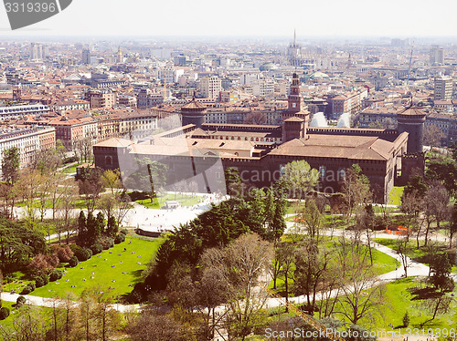 Image of Retro look Milan aerial view