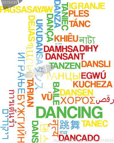 Image of Dancing multilanguage wordcloud background concept