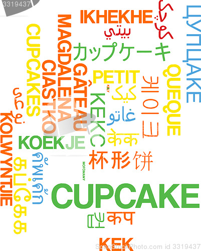 Image of Cupcake multilanguage wordcloud background concept