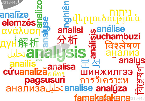 Image of Analysis multilanguage wordcloud background concept