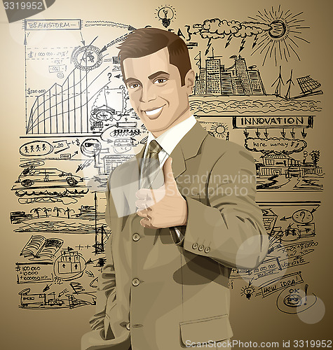 Image of Vector Business Man Shows Well Done