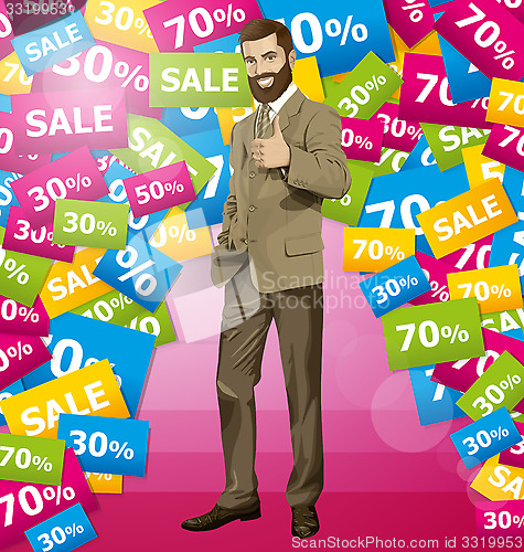 Image of Vector Business Man With Beard Shows Well Done
