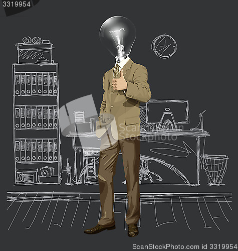 Image of Vector Lamp Head Business Man Shows Well Done