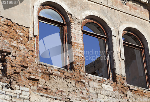 Image of Brick wall of old destroyed house