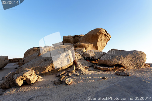 Image of Rock formation in Namib desert in sunset, landscape