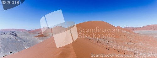 Image of Dune 45 in sossusvlei Namibia, view from the top of a Dune 45 in