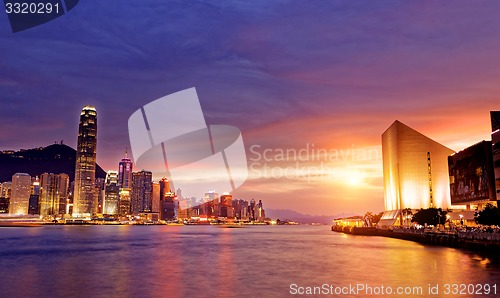 Image of Beautiful HongKong cityscape at sunset