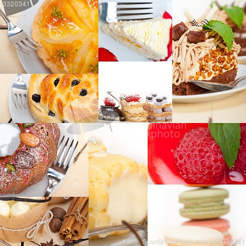 Image of fresh dessert cake collage 