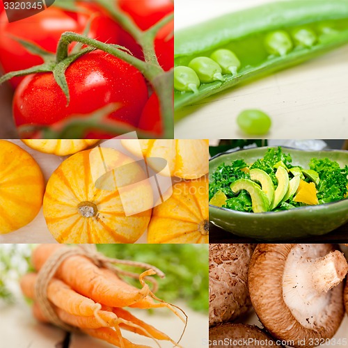 Image of hearthy vegetables collage composition 