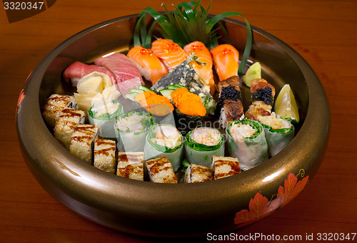 Image of fresh sushi choice combination assortment selection 