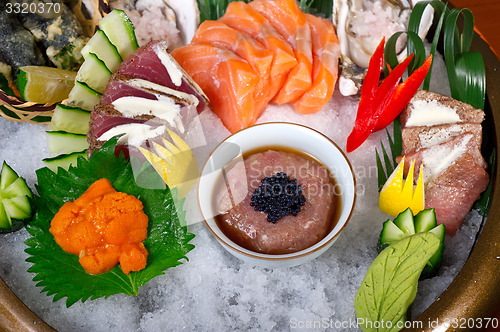 Image of fresh sushi choice combination assortment selection 