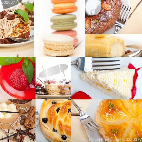 Image of fresh dessert cake collage 