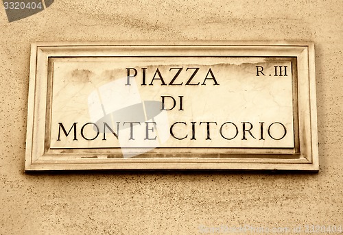 Image of Street plate of Piazza di Monte Citorio in Rome, Italy