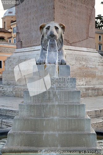 Image of Lion fountain in Piazza del Popolo in Rome, Italy