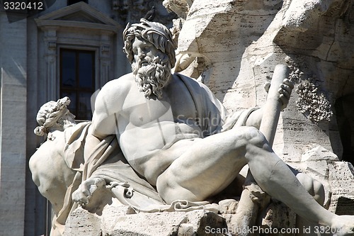 Image of Fountain Zeus in Bernini\'s, Piazza Navona in Rome, Italy