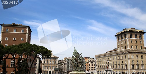 Image of skyline from Vittorio Emanuele, Piazza Venezia in Rome, Italy