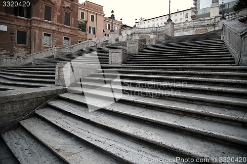 Image of  Spanish square with Spanish Steps  in Rome Italy 