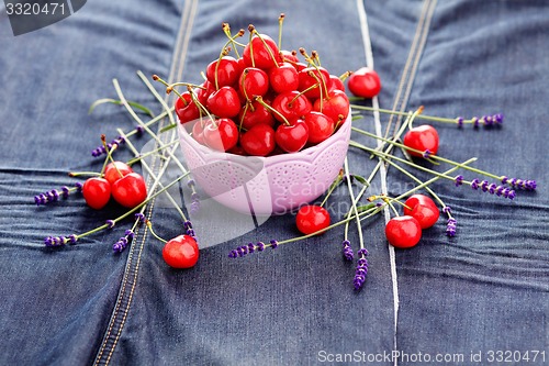 Image of bowl of fresh red cherries