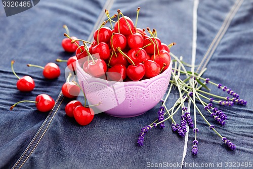 Image of bowl of fresh red cherries