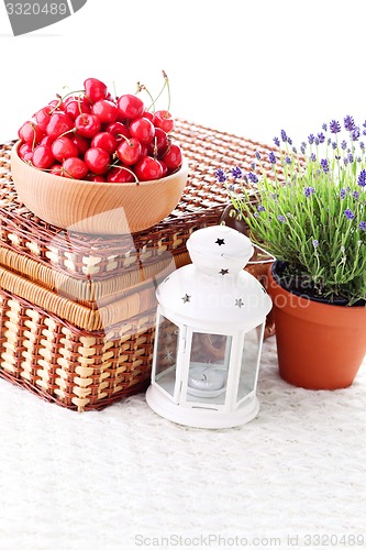 Image of bowl of fresh red cherries