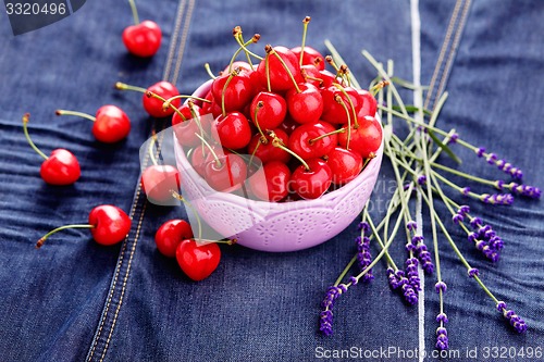 Image of bowl of fresh red cherries