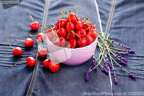 Image of bowl of fresh red cherries