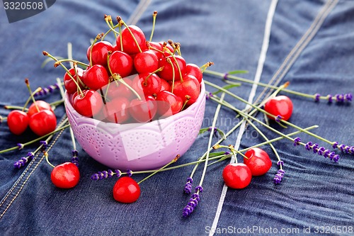 Image of bowl of fresh red cherries