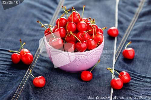 Image of bowl of fresh red cherries