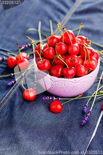 Image of bowl of fresh red cherries