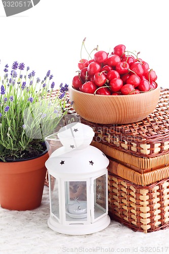 Image of bowl of fresh red cherries