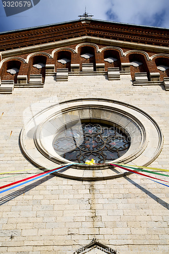 Image of rose window  italy  lombardy     in  the varano borghi  old   