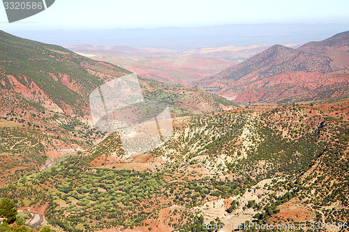 Image of the    dades valley in atlas  africa ground  and red