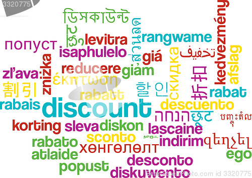Image of Discount multilanguage wordcloud background concept