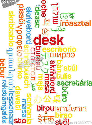 Image of Desk multilanguage wordcloud background concept