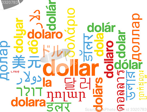 Image of Dollar multilanguage wordcloud background concept