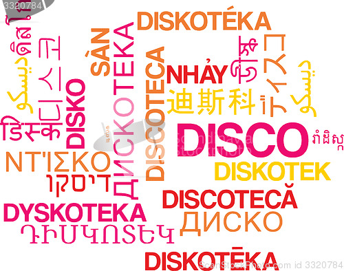 Image of Disco multilanguage wordcloud background concept