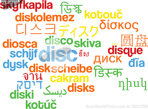 Image of Disc multilanguage wordcloud background concept