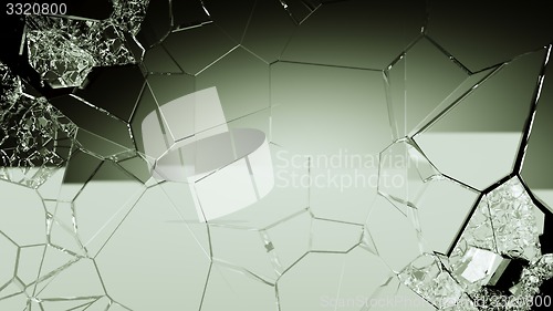 Image of Demolished and cracked glass on black